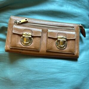 Marc Jacobs Brown Leather Wallet with Gold Accents